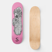 skateboard Monogramme Mariage rose crâne (Recto)