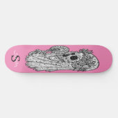 skateboard Monogramme Mariage rose crâne (Horz)