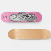 skateboard Monogramme Mariage rose crâne (Horz)