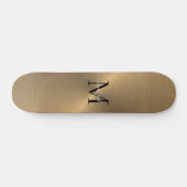 Skateboard Monogramme métal brossé d'or moderne (Horz)