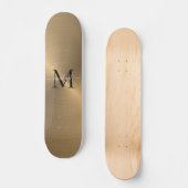 Skateboard Monogramme métal brossé d'or moderne (Recto)
