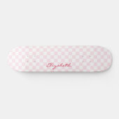 Skateboard Monogramme moderne À damiers Motif rose-rose-fusée (Horz)