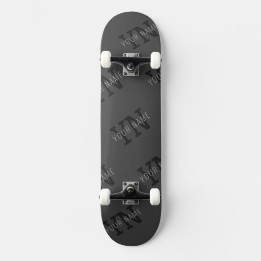 Skateboard Monogramme moderne Carrelé gris foncé Nom/autre te (Recto)