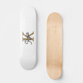 Skateboard Monogramme moderne élégant Nom Black Gold Script (Recto)