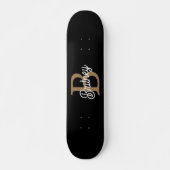 Skateboard Monogramme moderne élégant Nom Black Gold Script (Devant)