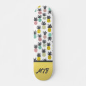Skateboard Monogramme motif de pineapple vintage jaune or (Devant)