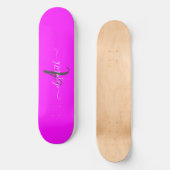Skateboard Monogramme néon fluorescent rose (Recto)