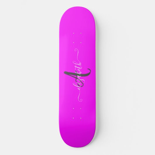 Skateboard Monogramme néon fluorescent rose (Recto)