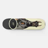 Skateboard monogramme noir Doberman Pincher noir (Horz)