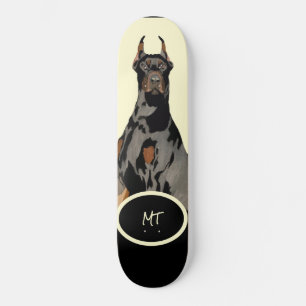 Skateboard monogramme noir Doberman Pincher noir
