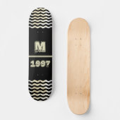 Skateboard Monogramme noir vintage Numéro de l'année (Recto)