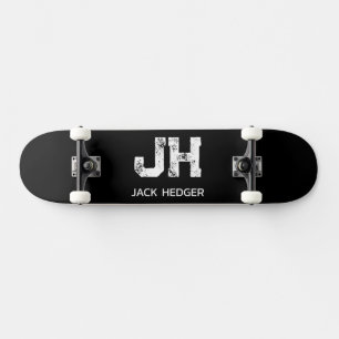 SKATEBOARD MONOGRAMME NOM À DEUX LETTRES BLANC MINIMALISTE NO
