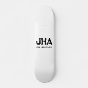 SKATEBOARD MONOGRAMME NOM À TROIS LETTRES NOIR MINIMALISTE BL