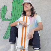 Skateboard Monogramme Or Classic Orange White Racing Stripes