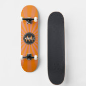 Skateboard Monogramme Orange Funky Sun Rays Motif (Devant)