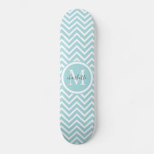 Skateboard Monogramme | Pastel Blue Green Chevron (Recto)