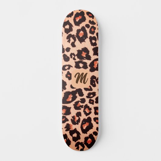 Skateboard Monogramme personnalisé guépard (Recto)