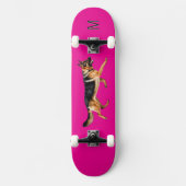 Skateboard Monogramme photo de chien de berger allemand rose (Recto)
