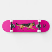 Skateboard Monogramme photo de chien de berger allemand rose (Horz)