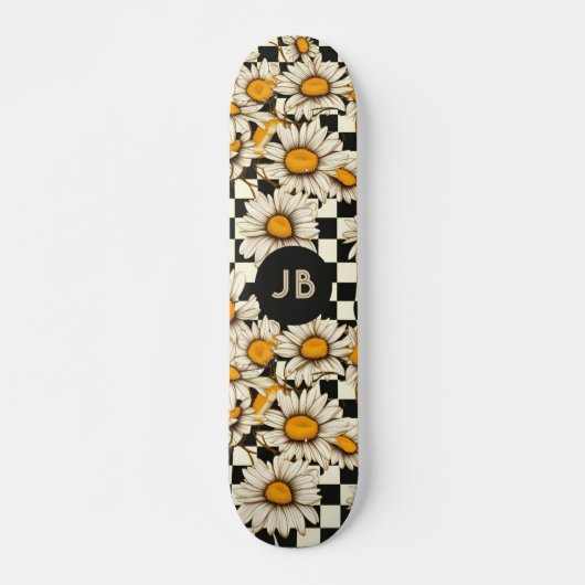 Skateboard Monogramme Retro Super Daisy Checkerboard (Devant)
