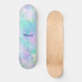 Skateboard Monogramme rose 3-D, Nom, Étincelle Iridescente (Recto)