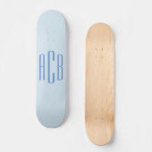 Skateboard Monogramme simple bleu à trois lettres (Recto)