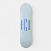 Skateboard Monogramme simple bleu à trois lettres (Devant)