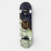 Skateboard Monogramme Skate avec marbre noir blanc (Recto)