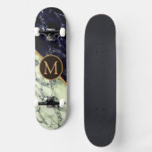 Skateboard Monogramme Skate avec marbre noir blanc (Recto)