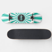 Skateboard Monogramme Turquoise Funky Sun Rays Motif (Horz)