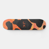 Skateboard Monogramme vache noir et orange Impression (Horz)