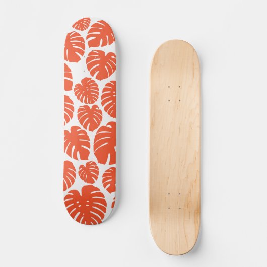 Skateboard Monstera - Orange et blanc (Recto)