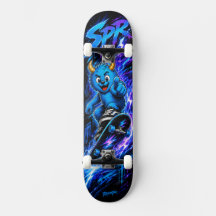 Monstre de skate de rue bleu électrique éclair Art
