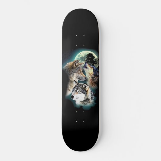 Skateboard Montagne de lune de loup d'imaginaire (Recto)