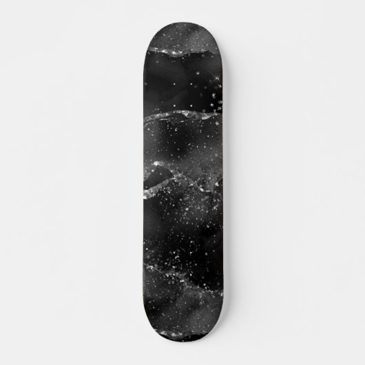 Skateboard Moody Agate | Onyx Black Silver Vampy Goth Parties (Devant)