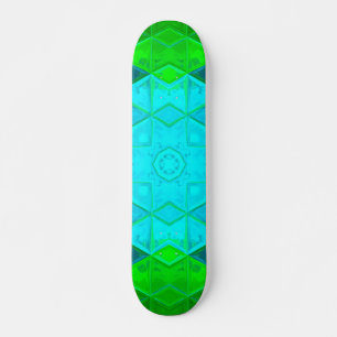 Skateboard Mosaic Carré Kaleidoscope Vert et Bleu