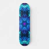 Skateboard Mosaic Kaleidoscope Fleur bleu et violet (Devant)