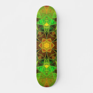 Skateboard Mosaic Kaleidoscope Fleur vert et orange