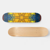 Skateboard Mosaic Mandala Fleur Jaune Bleu et Rouge (Horz)