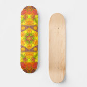 Skateboard Mosaic Mandala Fleur Jaune Orange et Violet (Recto)