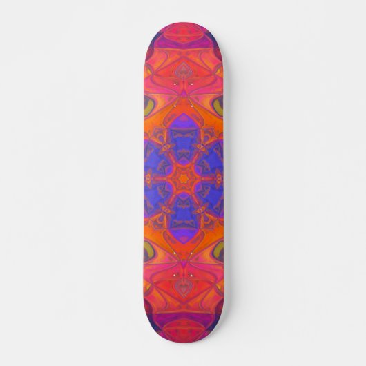 Skateboard Mosaic Mandala Fleur orange violet et rose (Devant)