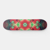 Skateboard Mosaic Mandala Fleur rouge Turquoise et bleu (Horz)