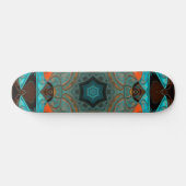 Skateboard Mosaic Mandala Flower bleu et orange (Horz)