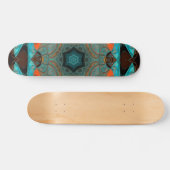 Skateboard Mosaic Mandala Flower bleu et orange (Horz)