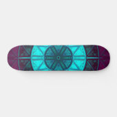 Skateboard Mosaic Mandala Flower bleu et violet (Horz)