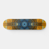 Skateboard Mosaic Mandala Flower Jaune et Bleu (Horz)