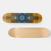Skateboard Mosaic Mandala Flower Jaune et Bleu (Horz)