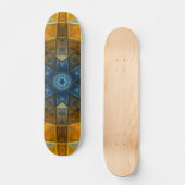 Skateboard Mosaic Mandala Flower Jaune et Bleu (Recto)