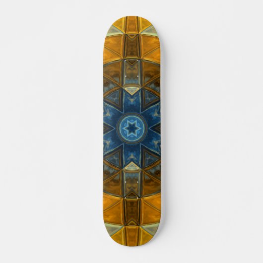 Skateboard Mosaic Mandala Flower Jaune et Bleu (Devant)