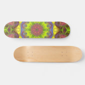 Skateboard Mosaic Mandala Flower rose jaune et vert (Horz)